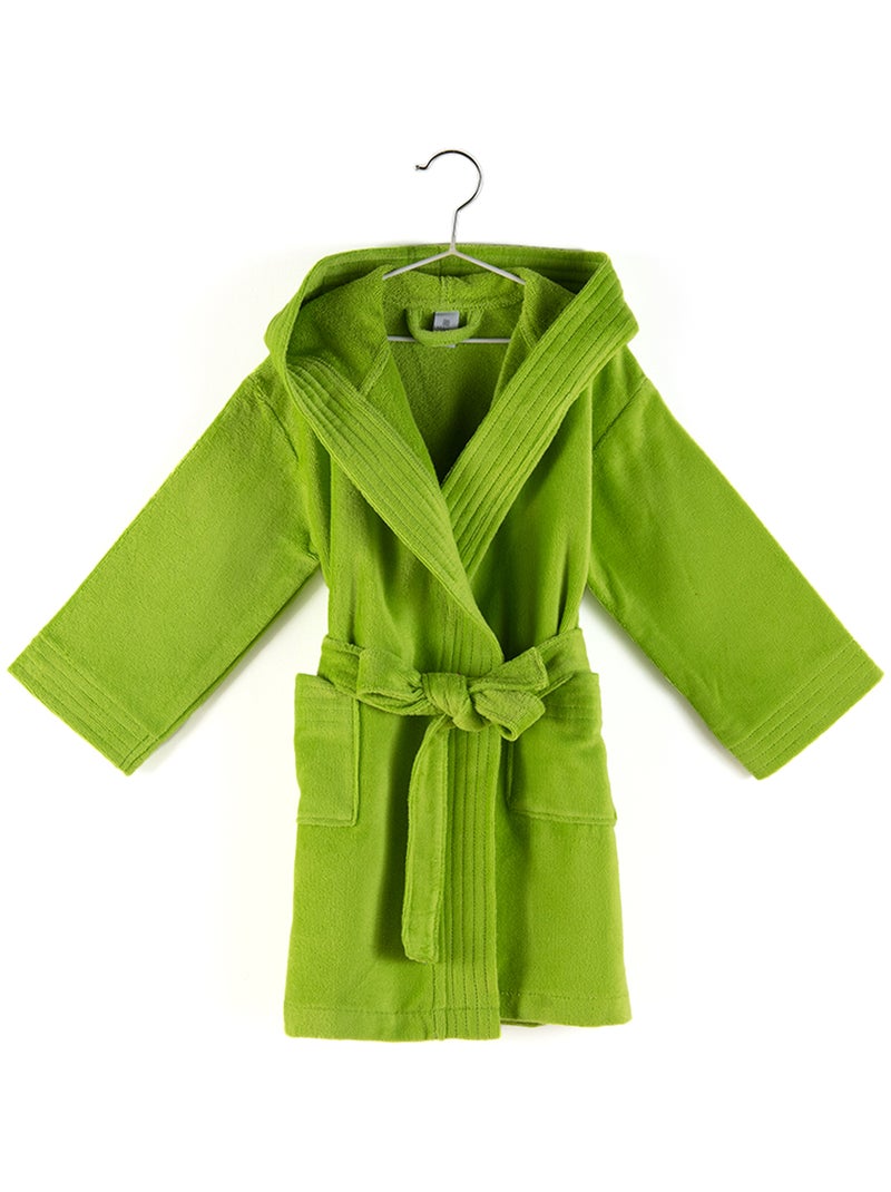 Peignoir enfant à capuche COOL en velours Vert pistache - Kiabi