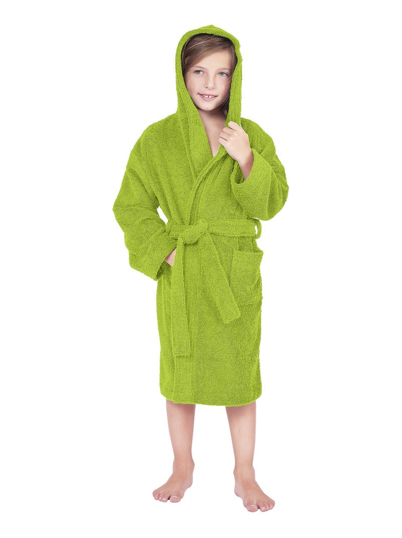 Peignoir enfant à capuche COOL en velours Vert pistache - Kiabi