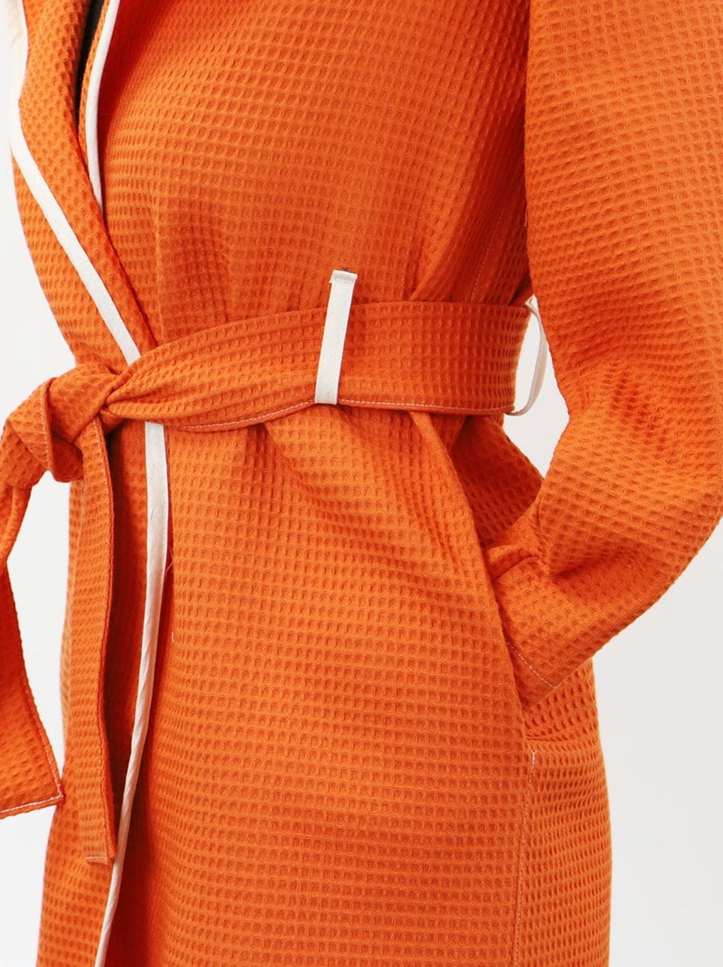 Peignoir enfant à capuche en coton nid d'abeille JADOO Orange - Kiabi