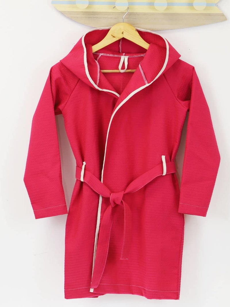 Peignoir enfant à capuche en coton nid d'abeille JADOO Rose - Kiabi