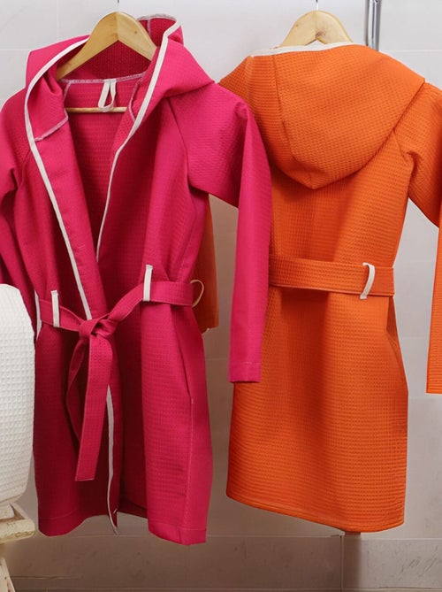 Peignoir enfant à capuche en coton nid d'abeille JADOO - Kiabi