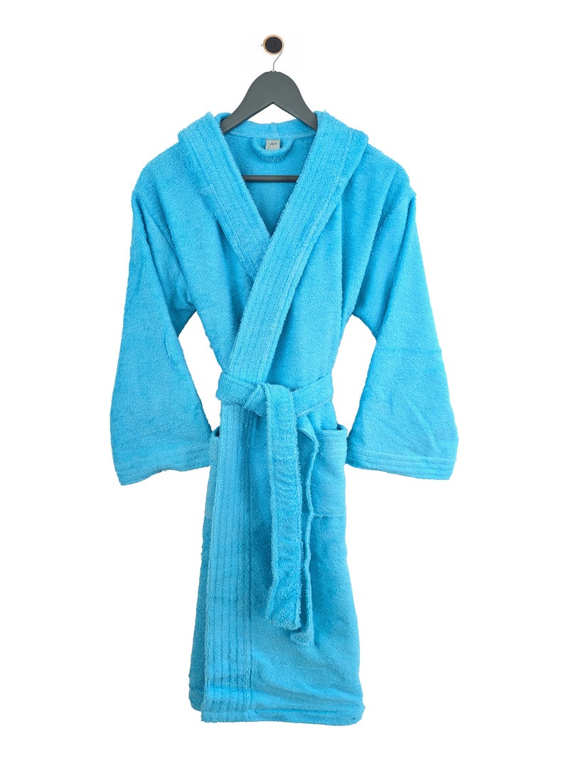 Peignoir enfant à capuche PURE Bleu lagon - Kiabi