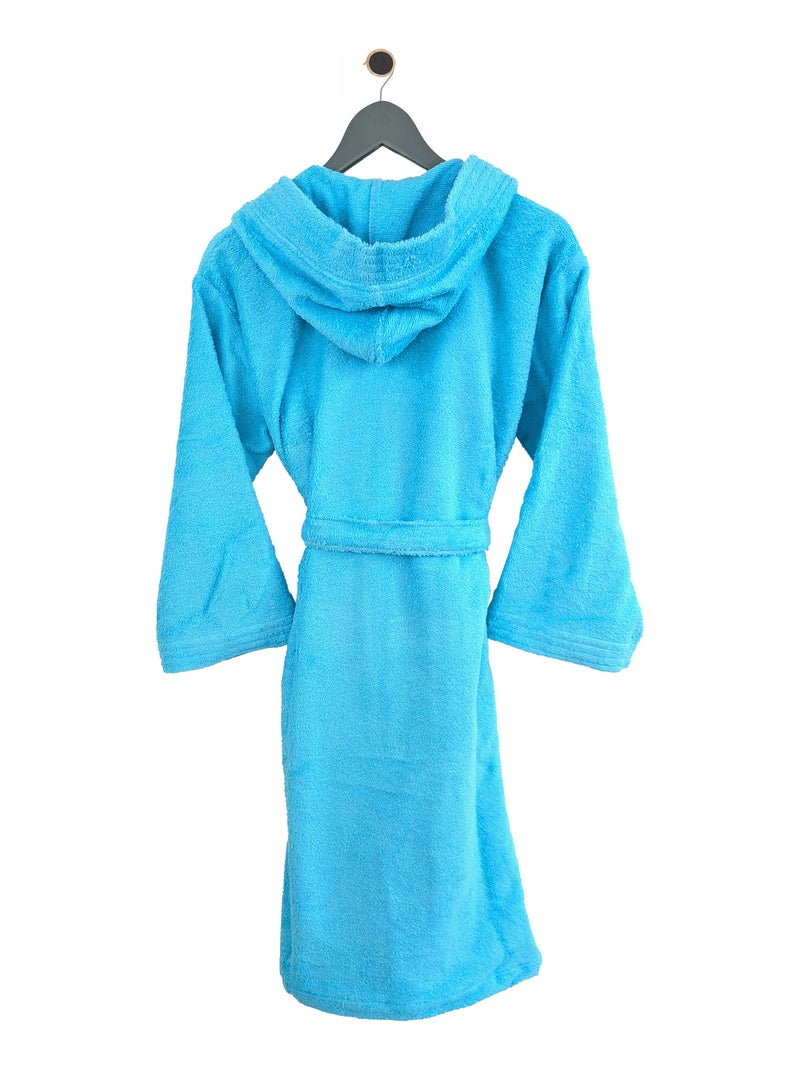 Peignoir enfant à capuche PURE Bleu lagon - Kiabi