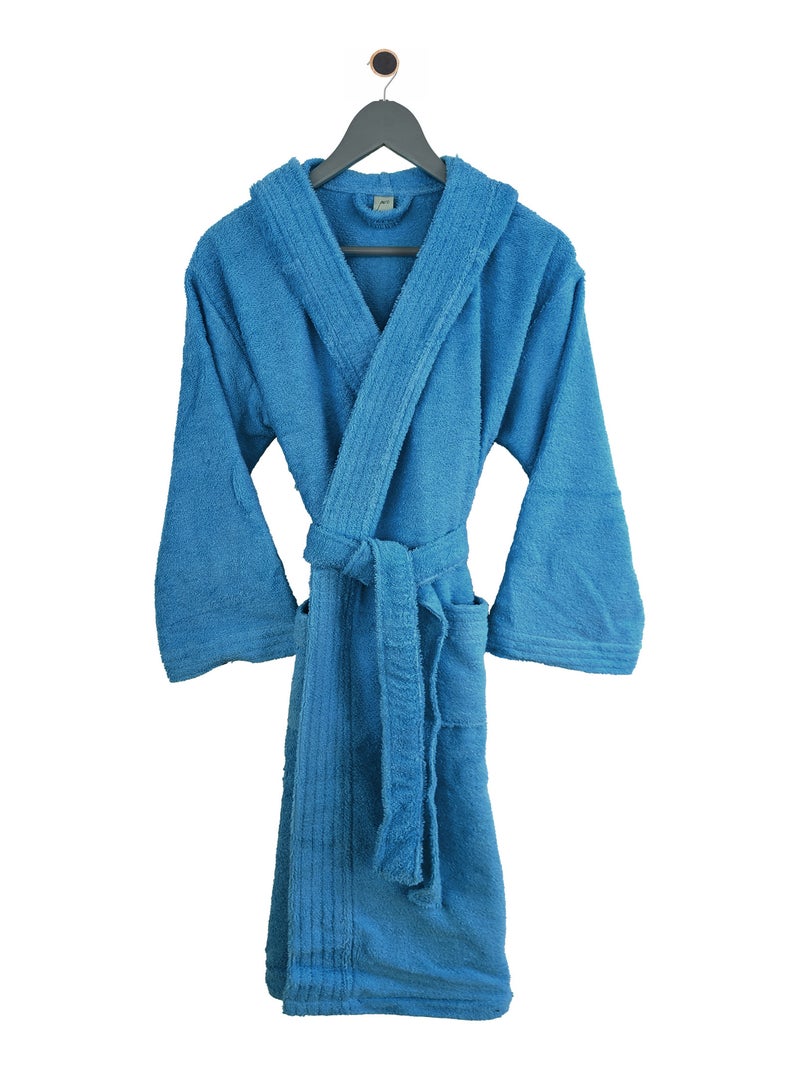 Peignoir enfant à capuche PURE Bleu turquoise - Kiabi