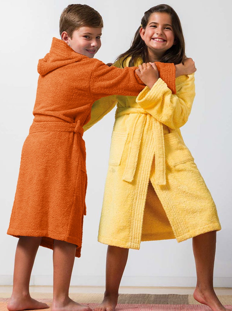 Peignoir enfant à capuche PURE Orange mandarine - Kiabi