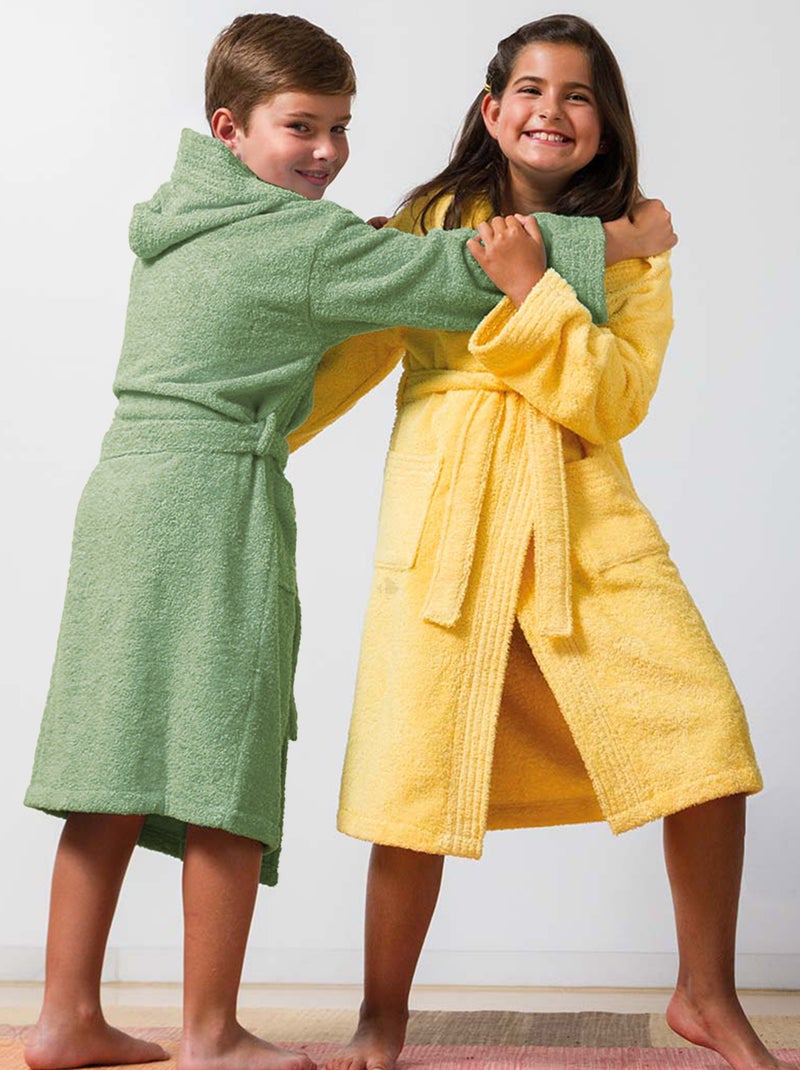 Peignoir enfant à capuche PURE Vert forêt - Kiabi