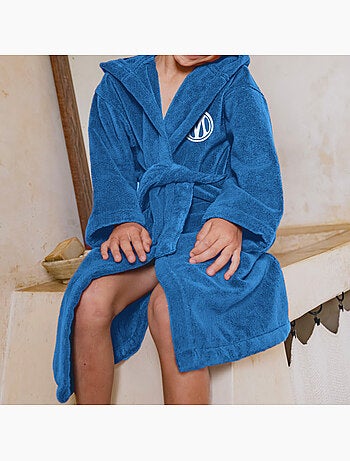Peignoir enfant brodé 100% coton, om dribble