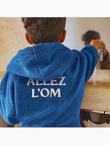Peignoir enfant brodé 100% coton, om dribble