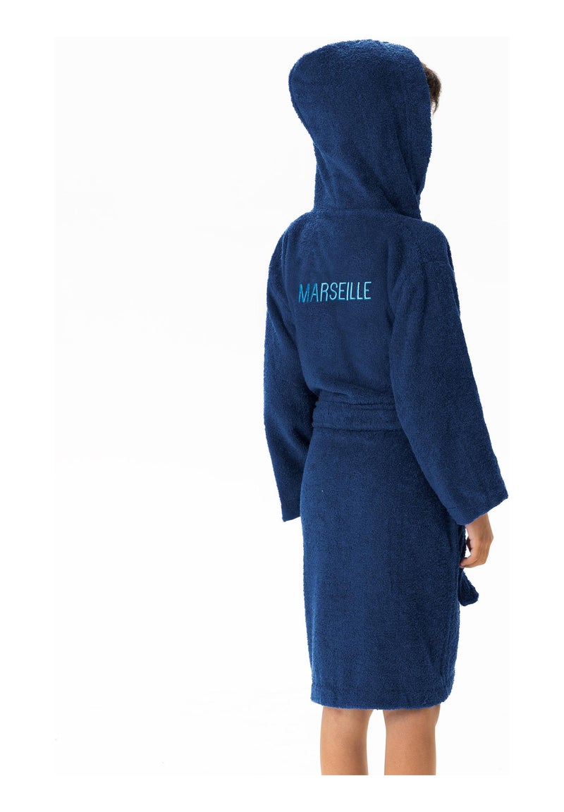 Peignoir enfant brodé 100% coton, OM RUBAN Bleu marine - Kiabi