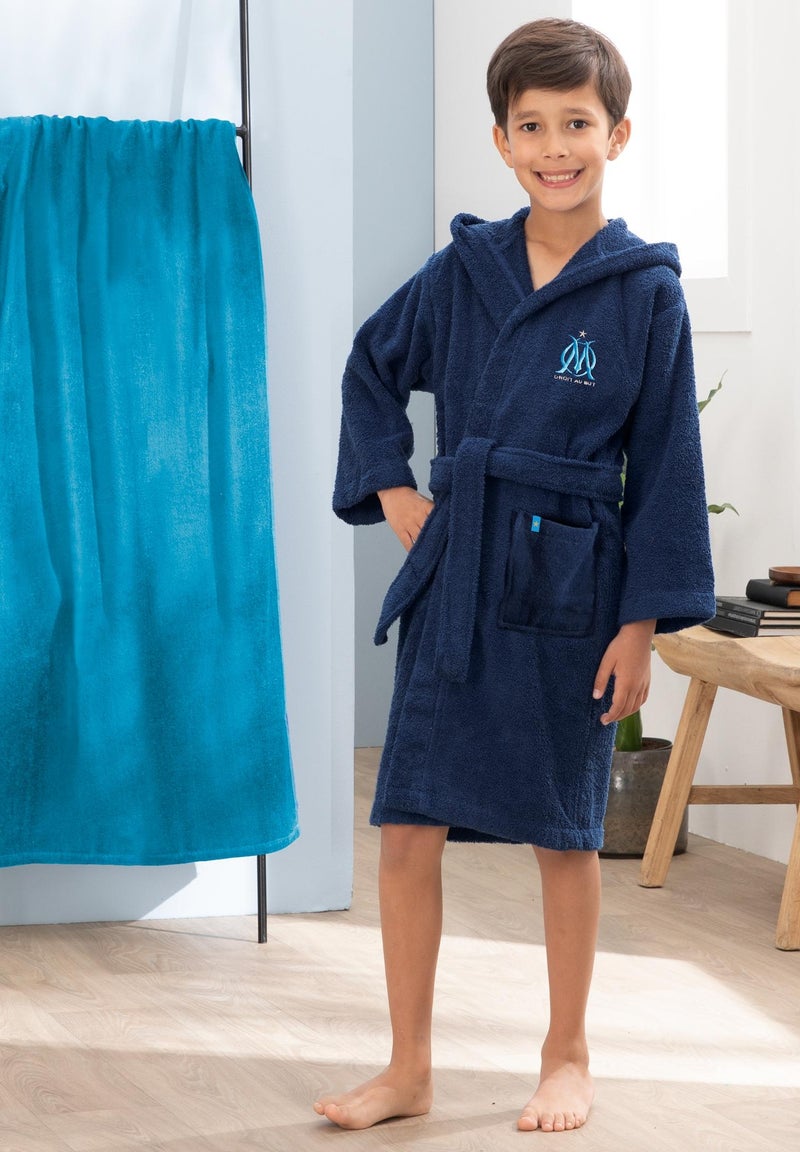 Peignoir enfant brodé 100% coton, OM RUBAN Bleu marine - Kiabi