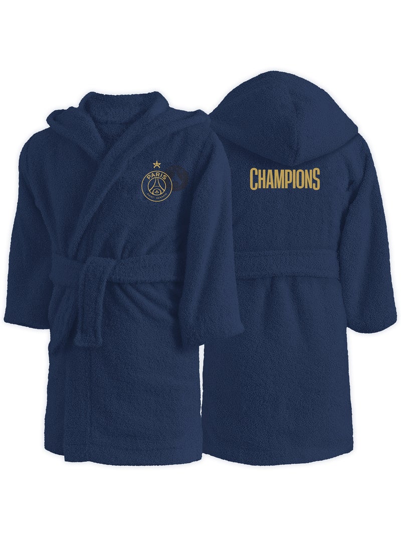 Peignoir enfant brodé 100% coton, PSG VAINQUEURS Bleu - Kiabi