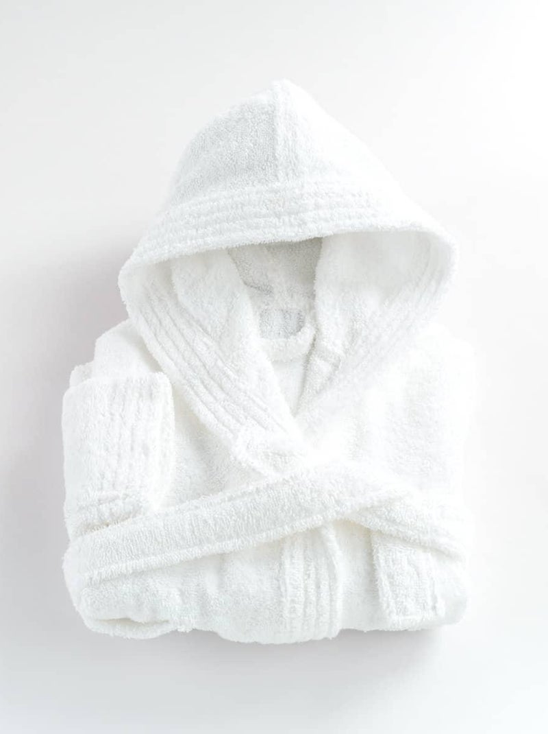 Peignoir enfant capuche en coton bouclette éponge COCOON Blanc - Kiabi