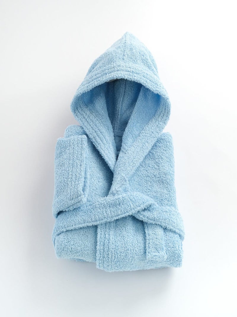 Peignoir enfant capuche en coton bouclette éponge COCOON Bleu - Kiabi