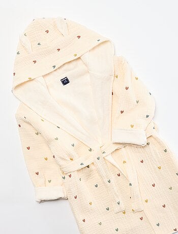 Peignoir enfant en éponge et gaze de coton