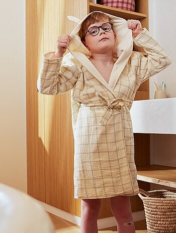 Peignoir enfant en éponge et gaze de coton