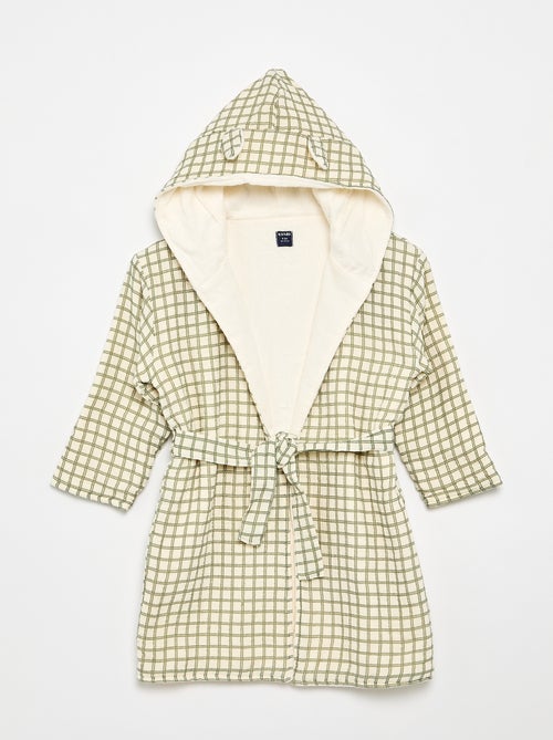Peignoir enfant en éponge et gaze de coton - Kiabi