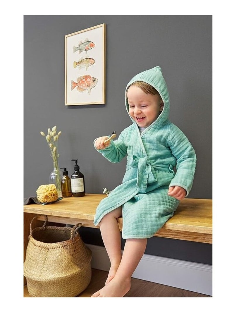 Peignoir enfant Gaze de coton PROMO LINGE Vert Sauge - Kiabi