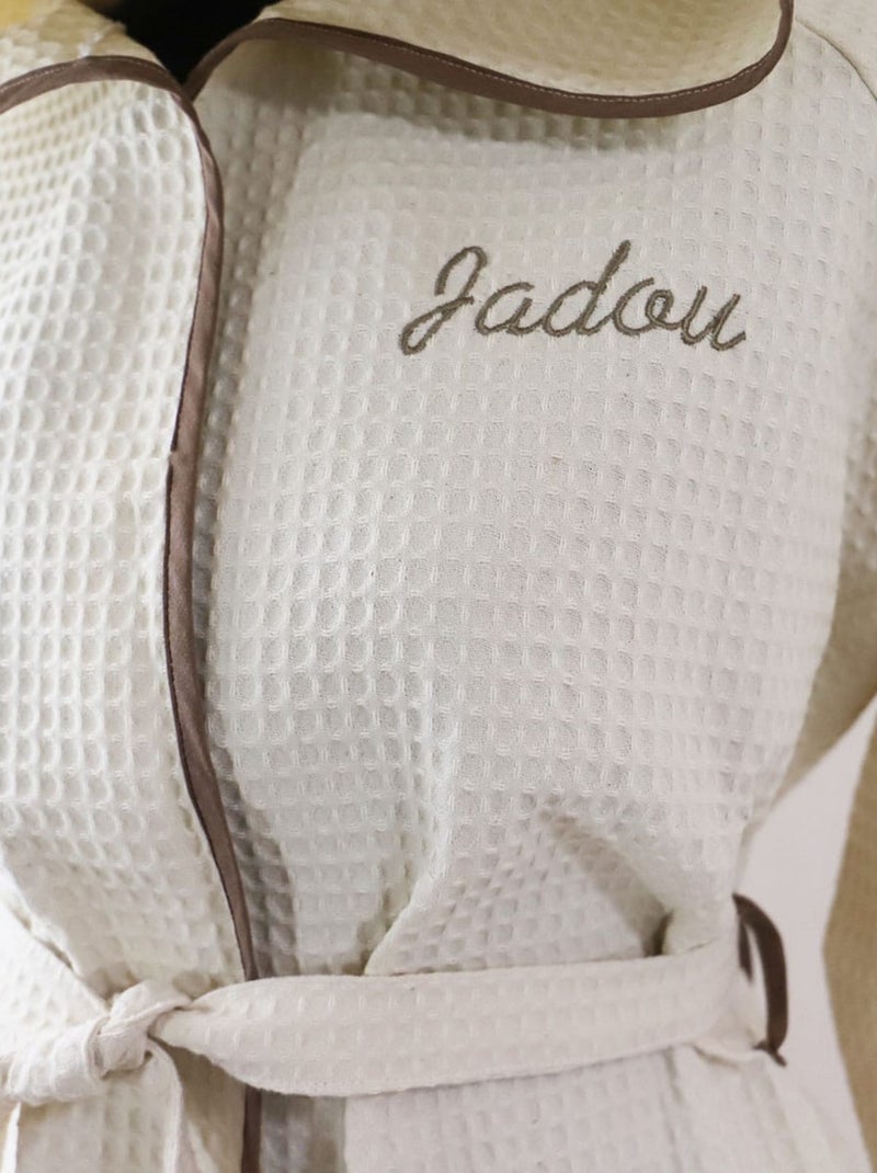 Peignoir enfant mixte en coton nid d'abeille JADOU Ecru - Kiabi