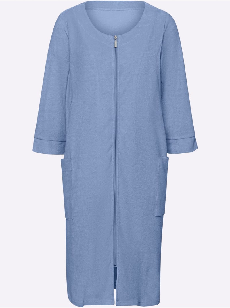 Peignoir éponge à Fibres Fines - Taille Standard - Moda Vilona Bleu ciel - Kiabi