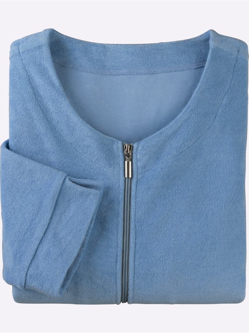 Peignoir éponge à Fibres Fines - Taille Standard - Moda Vilona Bleu ciel - Kiabi