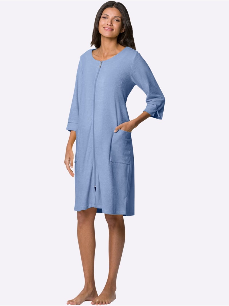 Peignoir éponge à Fibres Fines - Taille Standard - Moda Vilona Bleu ciel - Kiabi