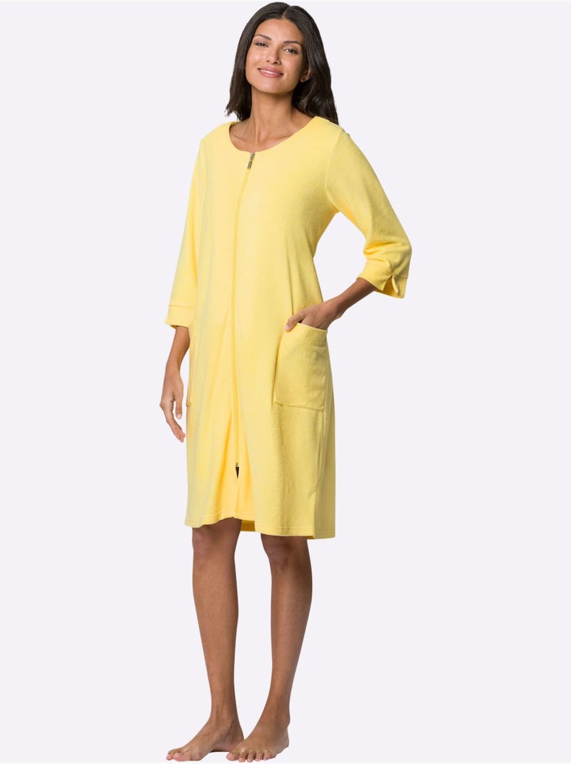 Peignoir éponge à Fibres Fines - Taille Standard - Moda Vilona Jaune citron - Kiabi