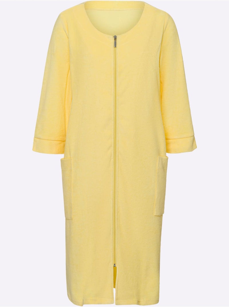 Peignoir éponge à Fibres Fines - Taille Standard - Moda Vilona Jaune citron - Kiabi