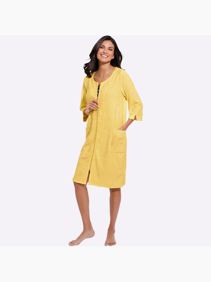 Peignoir éponge à Fibres Fines - Taille Standard - Moda Vilona Jaune citron - Kiabi