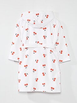 Peignoir Fille CATIMINI Escapade Kawaii Blanc - Éponge Velours Coton Doux Avec Capuche
