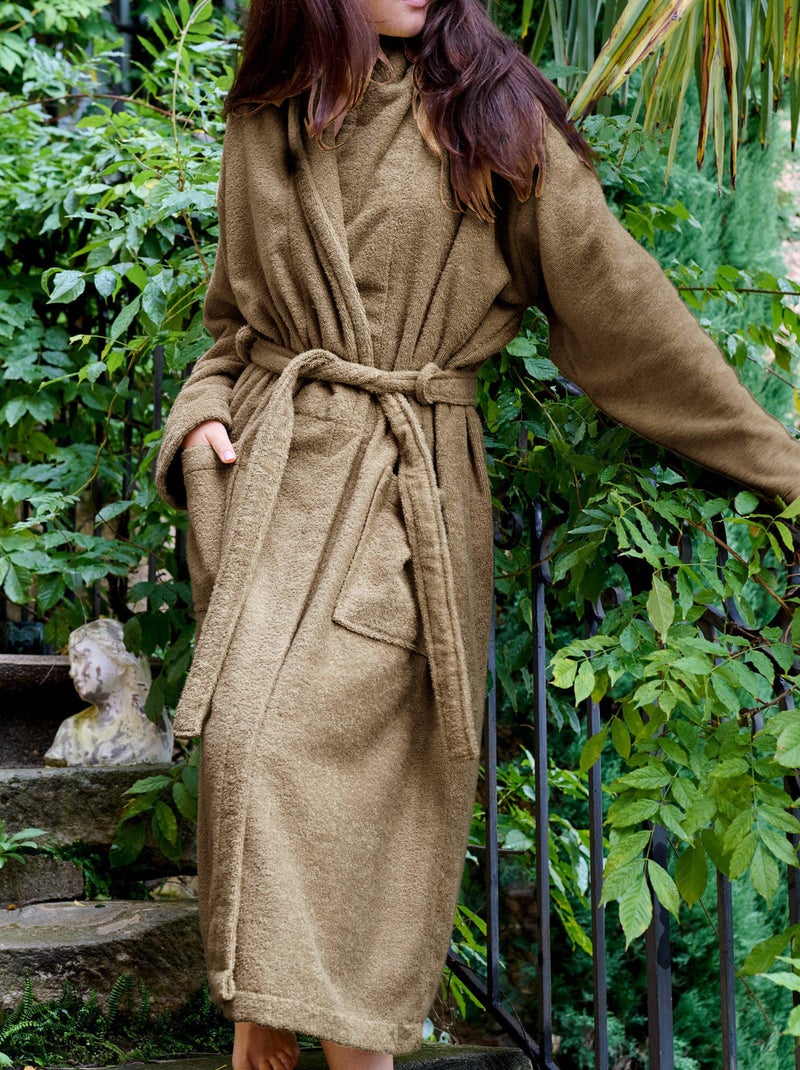 Peignoir éponge coton NAIA Camel - Kiabi