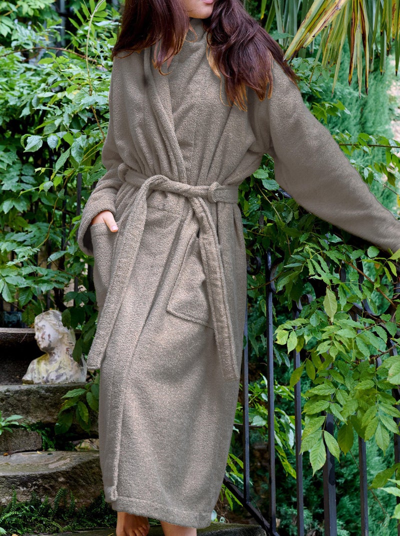 Peignoir éponge coton NAIA Gris chiné - Kiabi