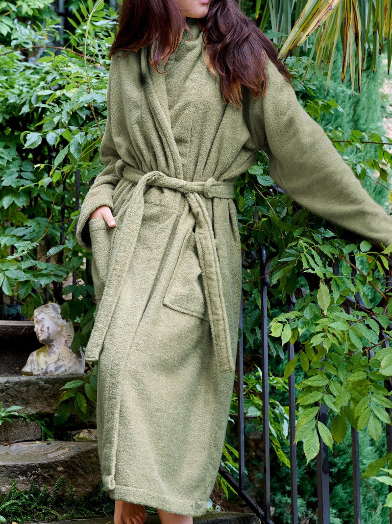 Peignoir éponge coton NAIA Vert olive - Kiabi