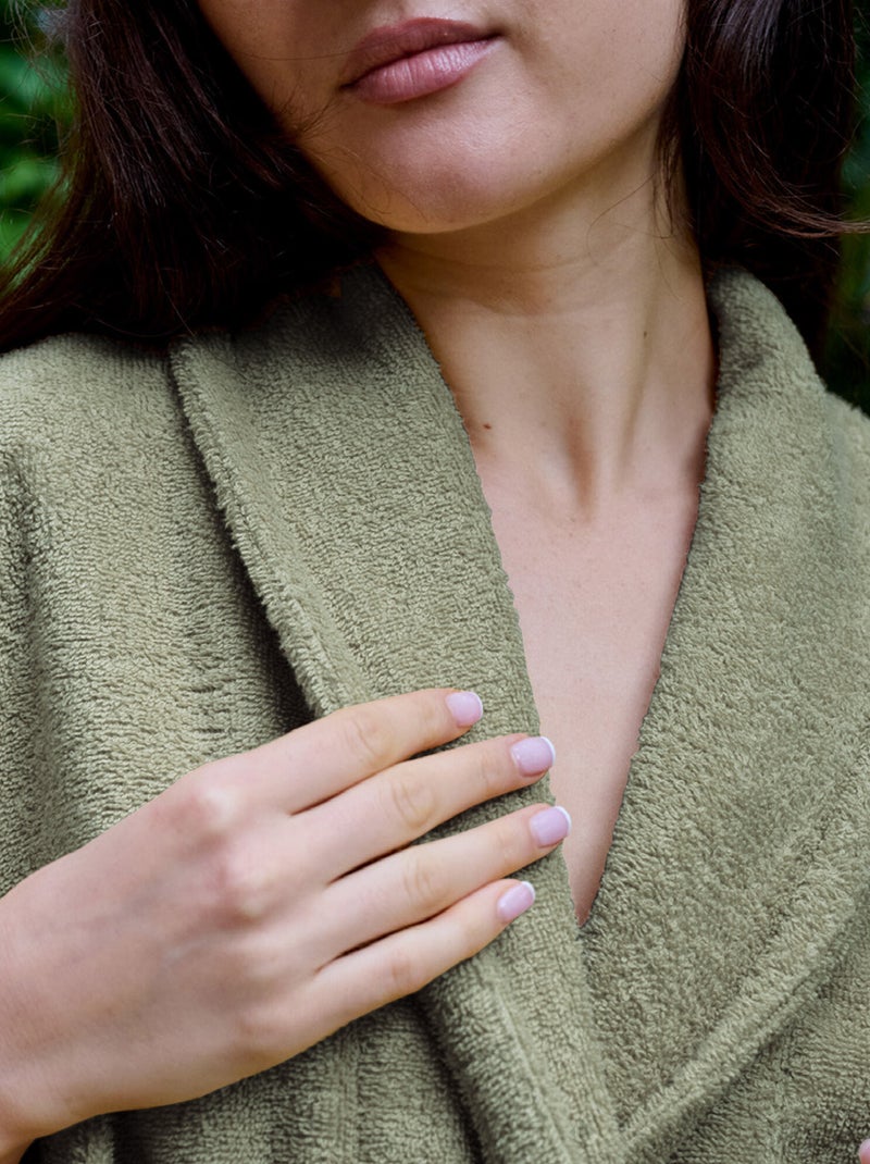 Peignoir éponge coton NAIA Vert olive - Kiabi