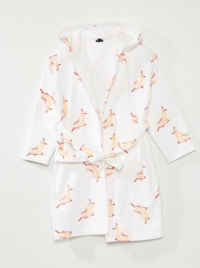 Peignoir éponge 'oiseaux' Blanc - Kiabi