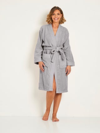 Peignoir éponge pur coton forme kimono