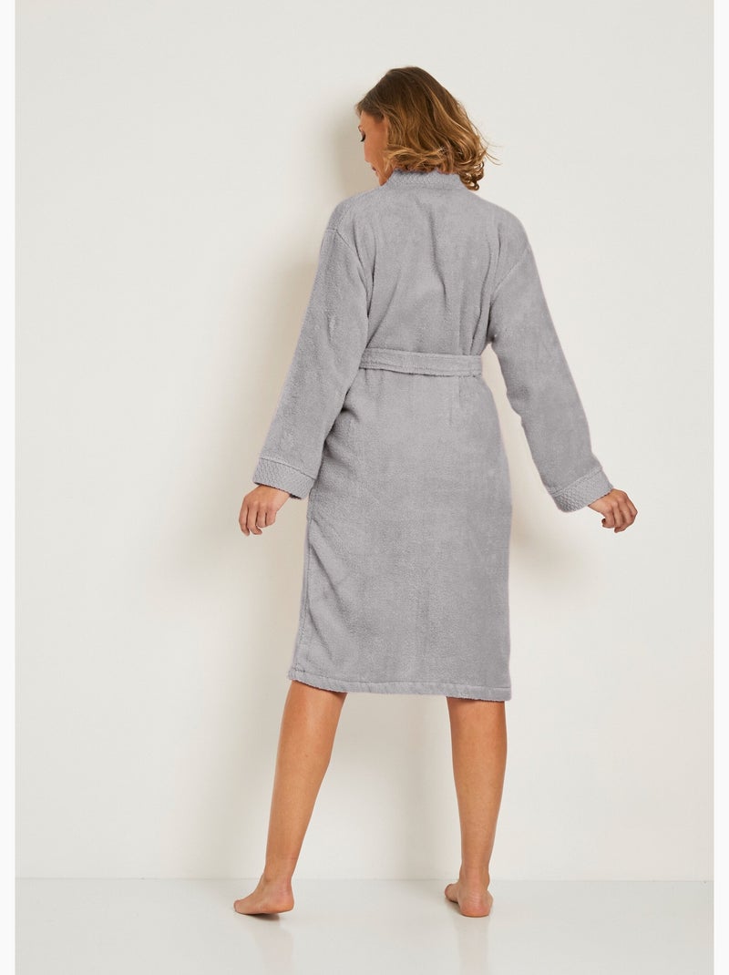 Peignoir éponge pur coton forme kimono Gris - Kiabi
