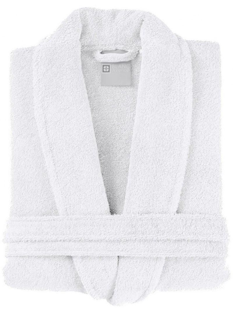 Peignoir femme 100% coton blanc Blanc - Kiabi