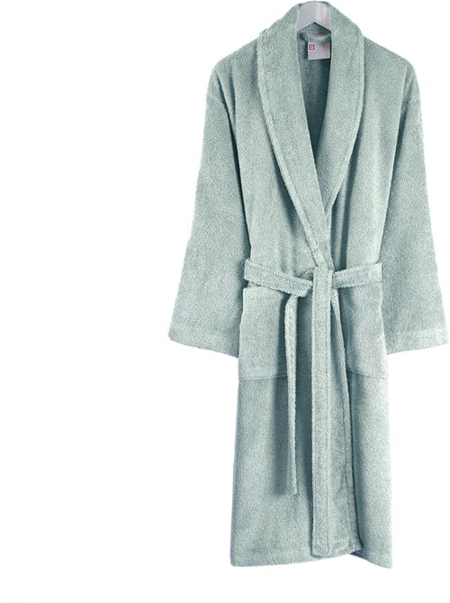 Peignoir femme 100% coton céladon - Kiabi