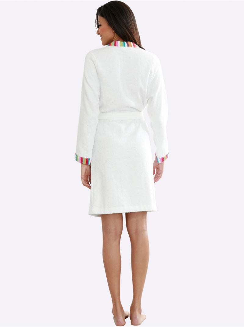 Peignoir finitions très contrastées - taille standard - moda vilona Blanc - Kiabi