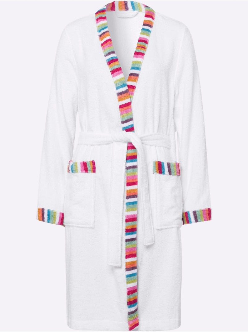 Peignoir finitions très contrastées - taille standard - moda vilona Blanc - Kiabi