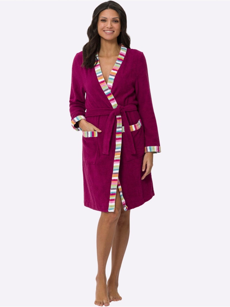 Peignoir finitions très contrastées - taille standard - moda vilona Mauve - Kiabi