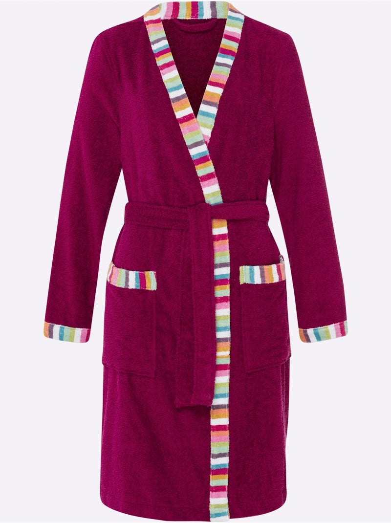 Peignoir finitions très contrastées - taille standard - moda vilona Mauve - Kiabi