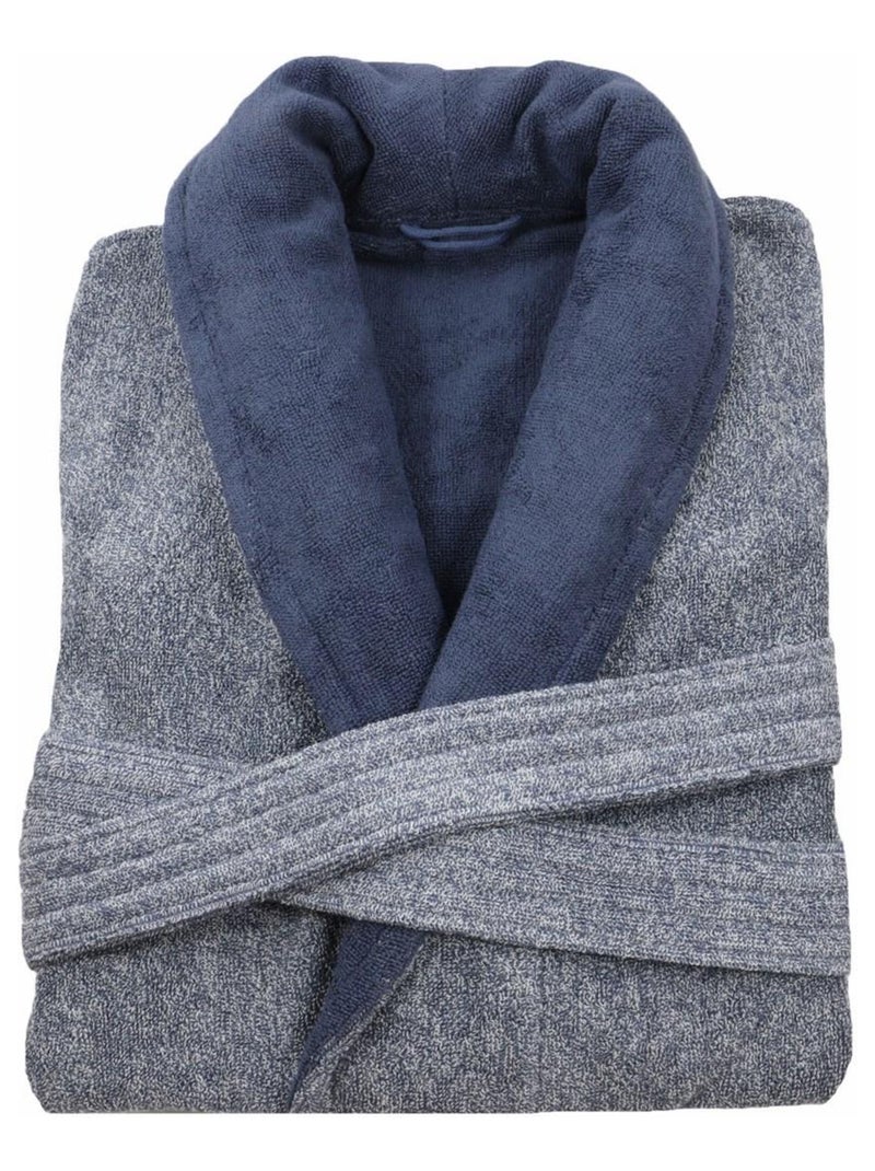 Peignoir homme en coton éponge BICOLORE Bleu - Kiabi