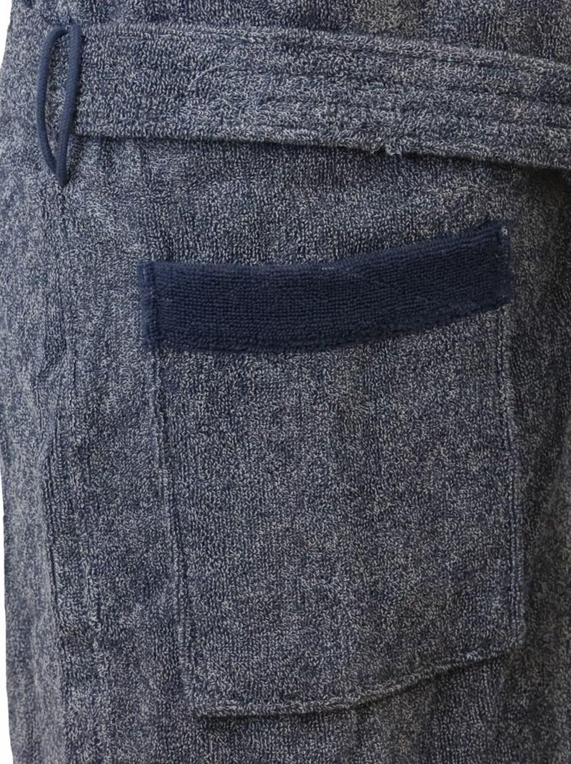 Peignoir homme en coton éponge BICOLORE Bleu - Kiabi