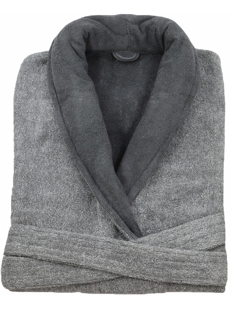 Peignoir homme en coton éponge BICOLORE Gris - Kiabi