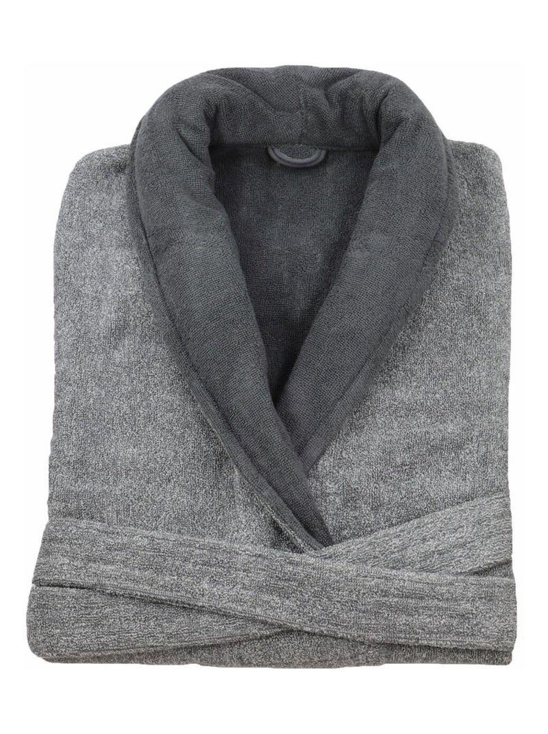 Peignoir homme en coton éponge BICOLORE Gris - Kiabi