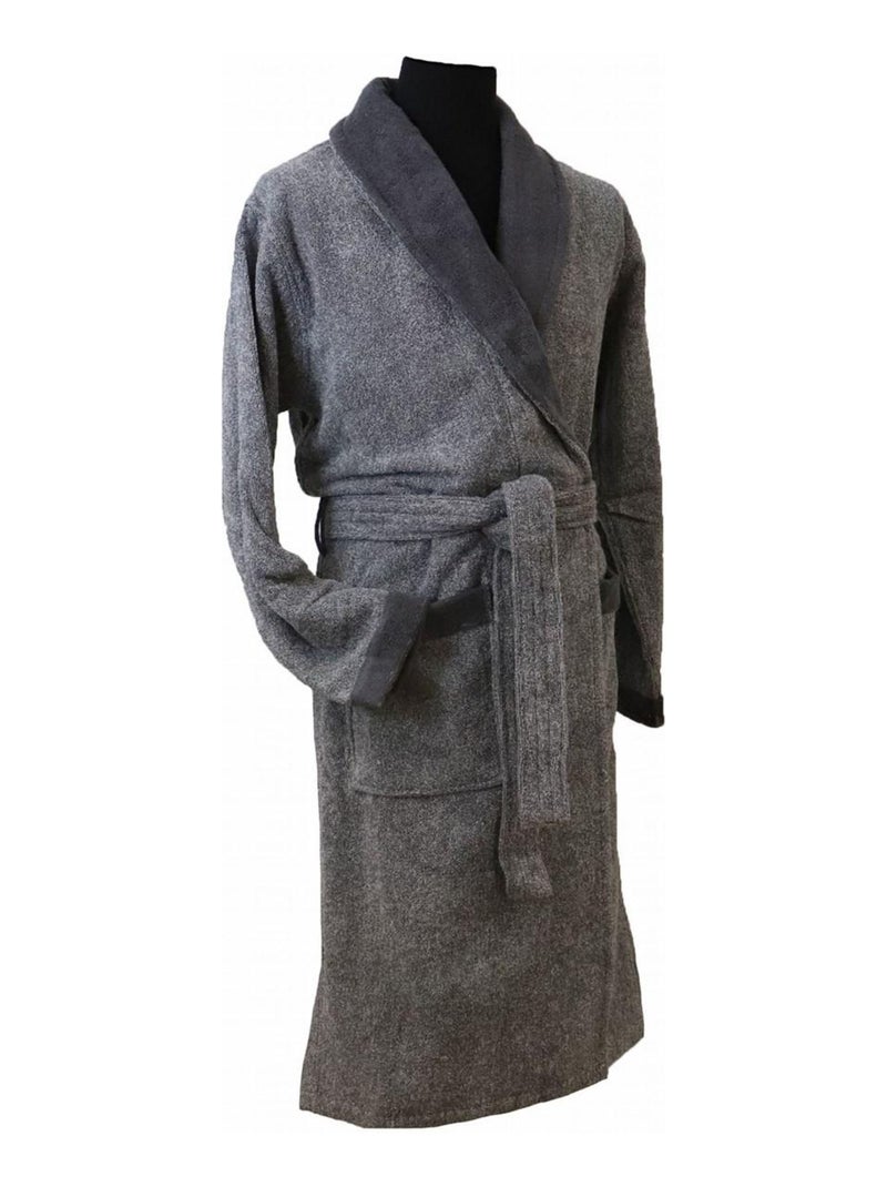Peignoir homme en coton éponge BICOLORE Gris - Kiabi