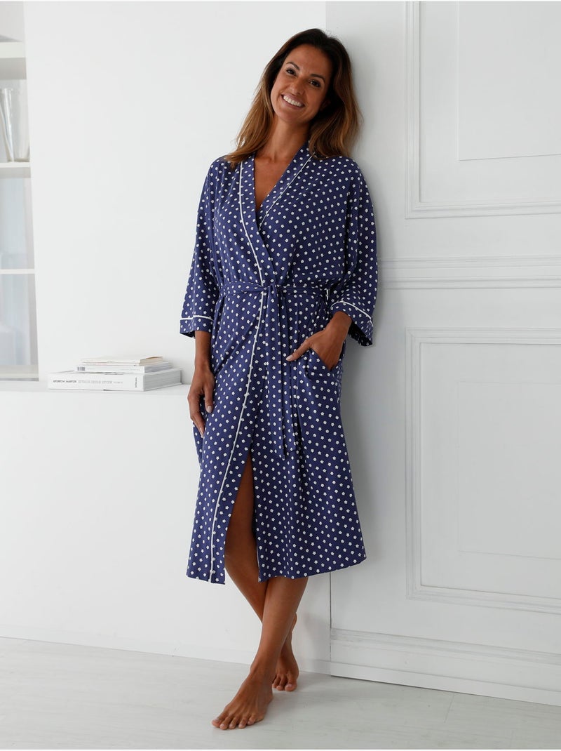 Peignoir kimono maille coton - DAXON Bleu marine - Kiabi