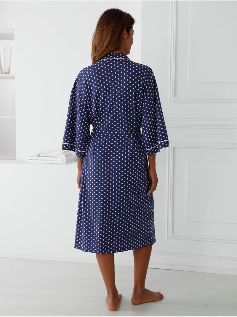 Peignoir kimono maille coton - DAXON Bleu marine - Kiabi