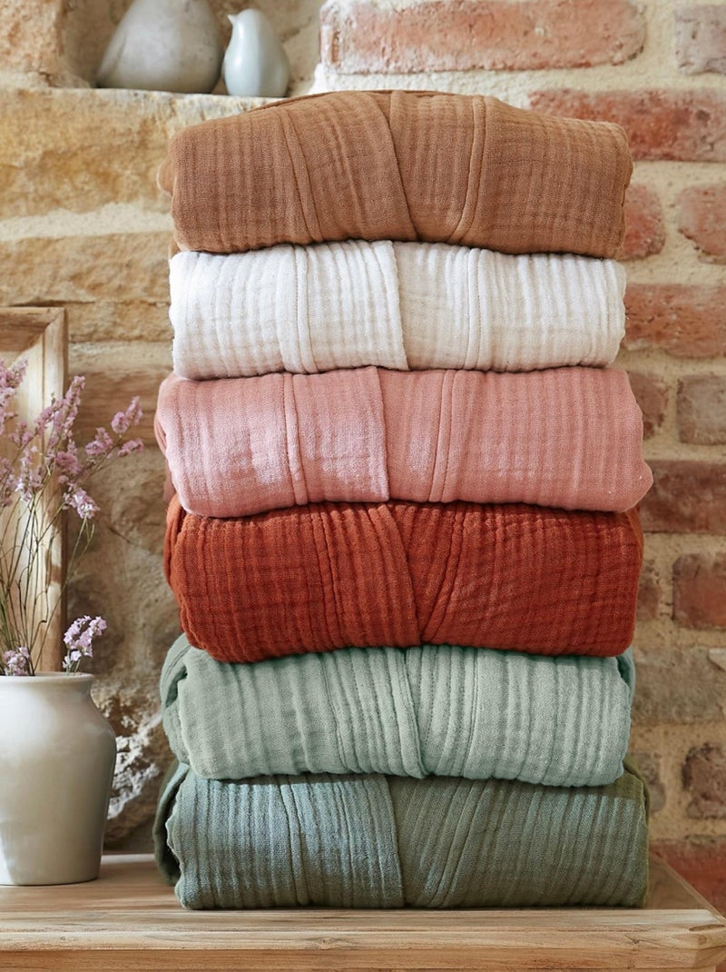 Peignoir kimono mixte en gaze de coton Gaia Orange - Kiabi